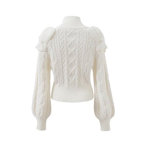 【即納】highneck frill  knit