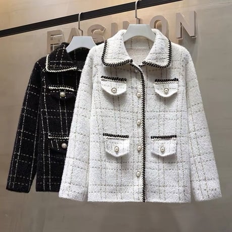 襟付き cardigan