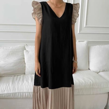 bicolor hem pleats onepiece