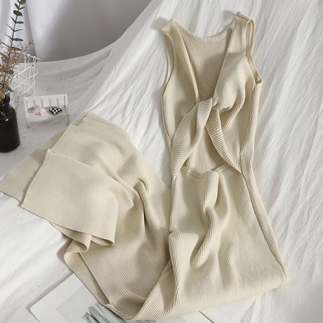 back cross knit onepiece