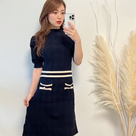 Houndstooth knit onepiece