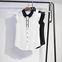 bi-color sleeveless blouse