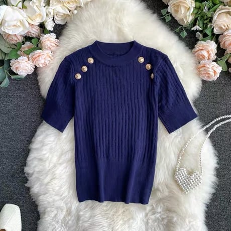 gold button summer knit