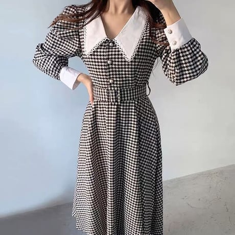 puff sleeve check onepiece