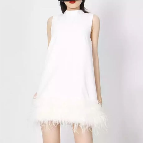 high neck feather onepiece