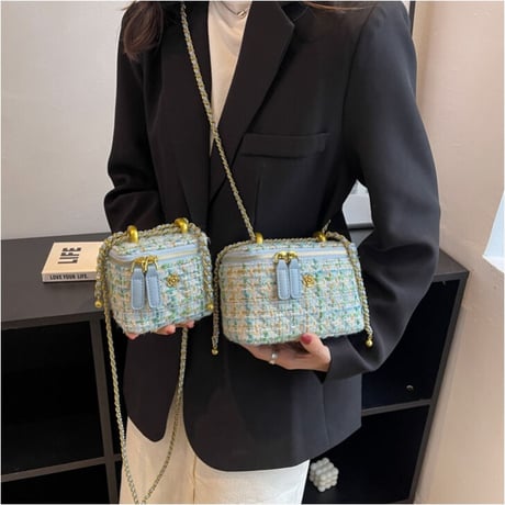flower point tweed mini bag