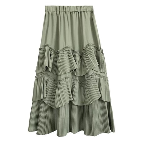 【即納】3段 green skirt