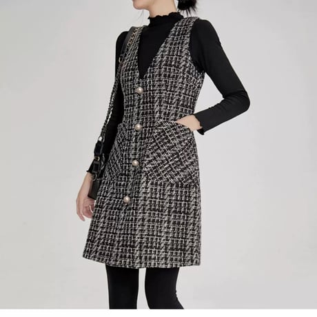 pearl button tweed onepiece