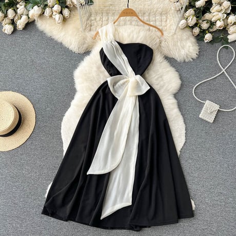 one shoulder ribbon onepiece