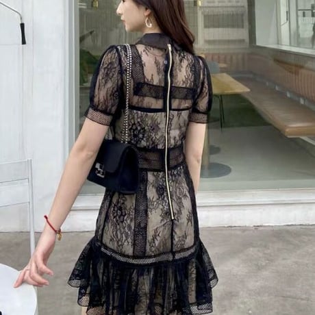 see-through lace mini onepiece