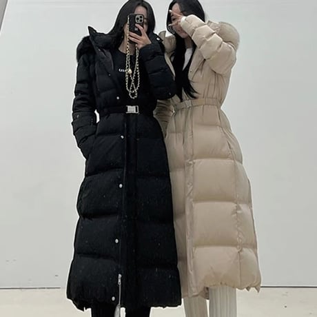 fox fur long down coat