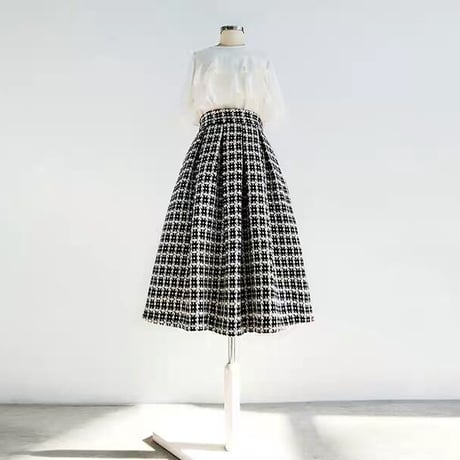 tweed check  skirt