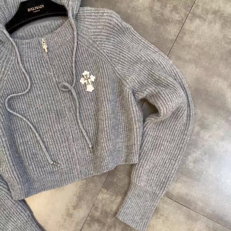 cross design short knit parker