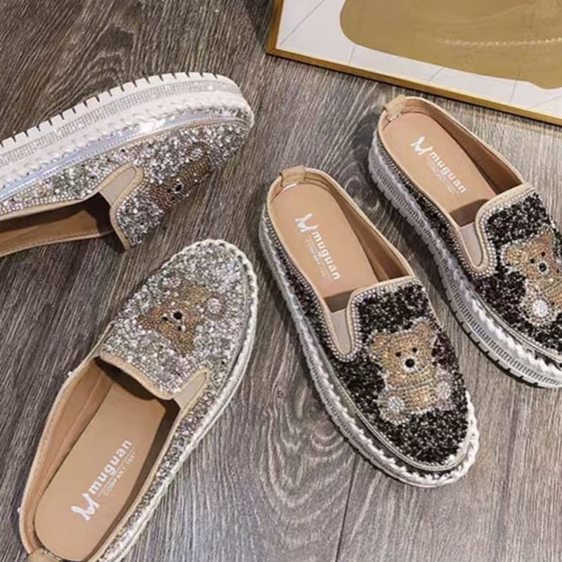 キラキラくまちゃんスリッポン かかとなし | BrillantSelect Store