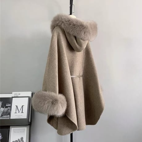 fox fur poncho coat
