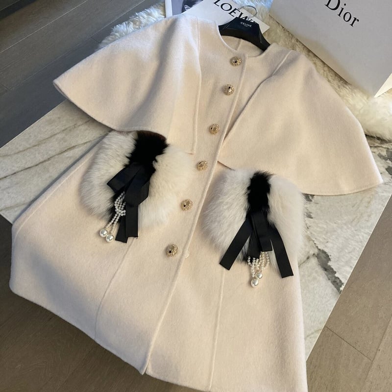 即納】fox fur cape coat | BrillantSelect Store