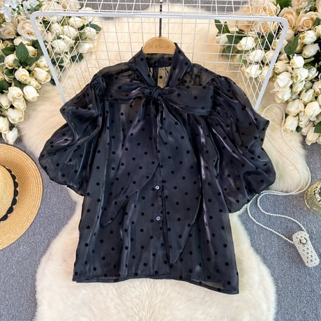 see-through dot blouse