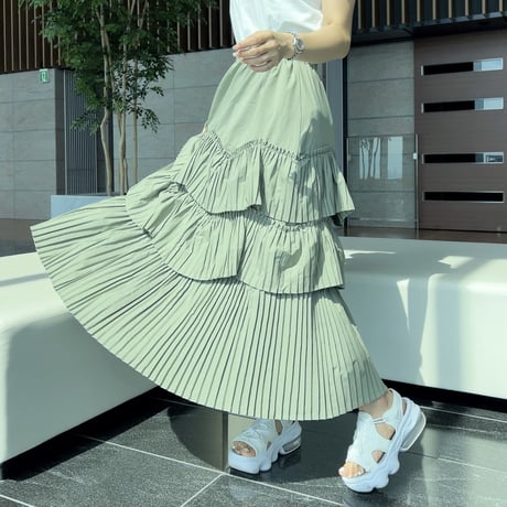 【即納】3段 green skirt