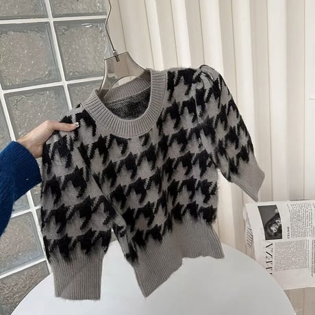 千鳥格子 knit