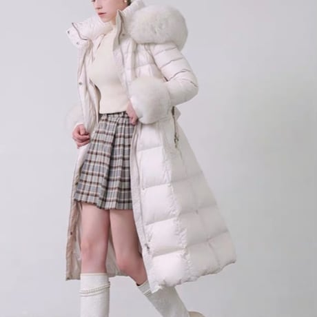 fox fur long down coat