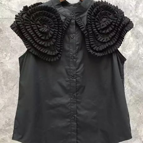 large collar sleeveless blouse