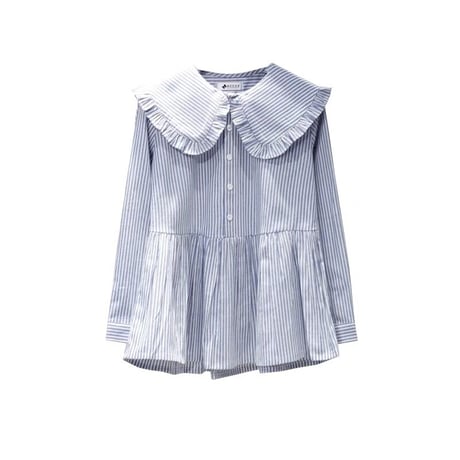 big collar stripe blouse