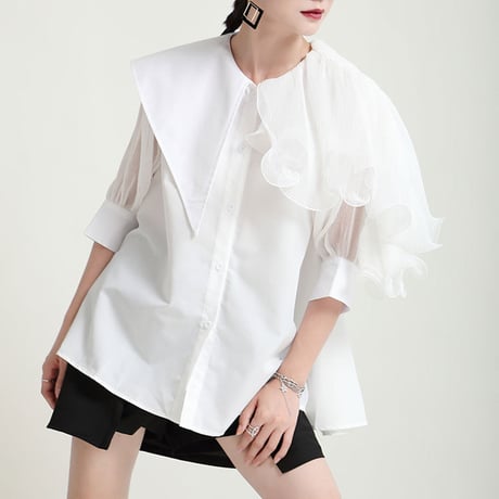 異素材 collar shirt