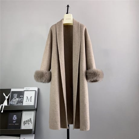 sleeve fox fur long coat