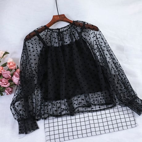 see-through dot blouse