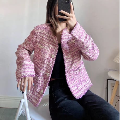 pink tweed jacket