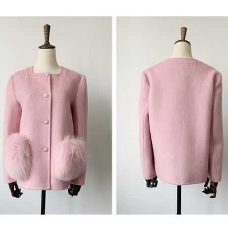 fox fur heart button jacket