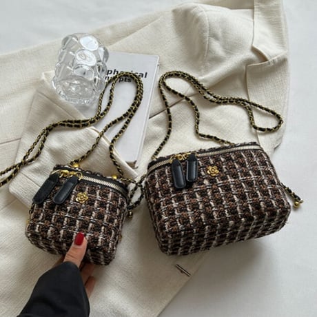 flower point tweed mini bag