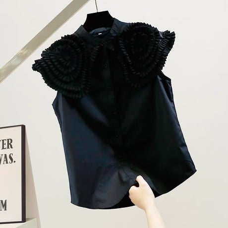 large collar sleeveless blouse