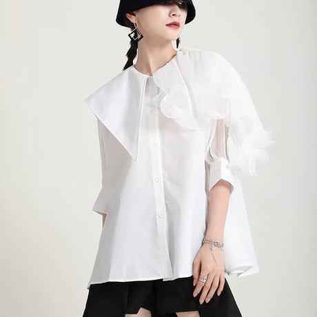 異素材 collar shirt