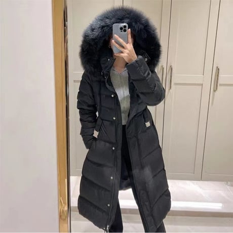 fox fur long down coat