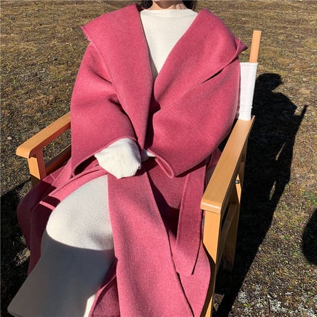 【ウール100%】フード付き long coat