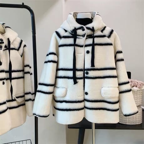 【ウール】border short coat
