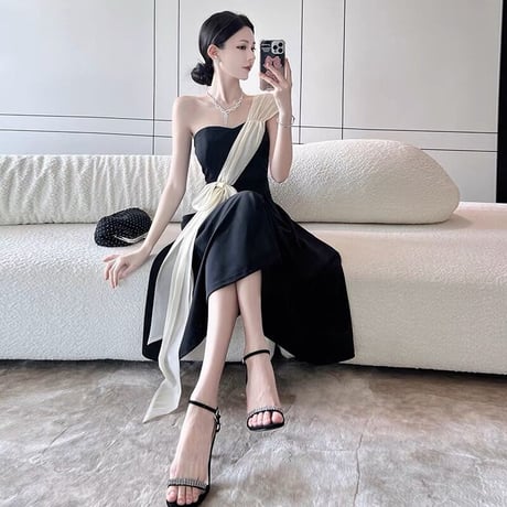 one shoulder ribbon onepiece