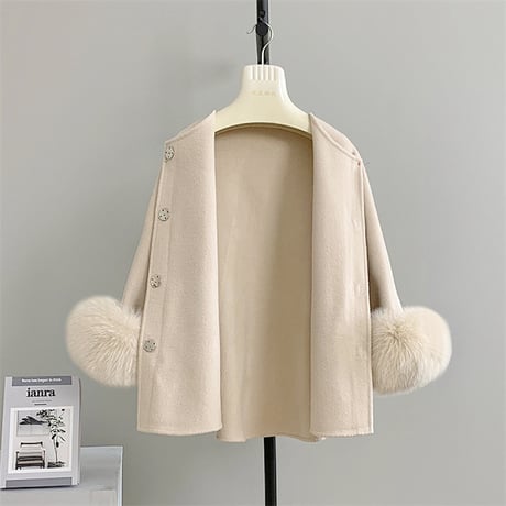 fox fur poncho coat