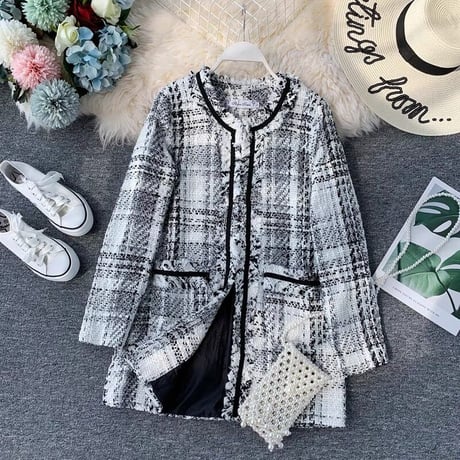 【即納あり】tweed long jacket