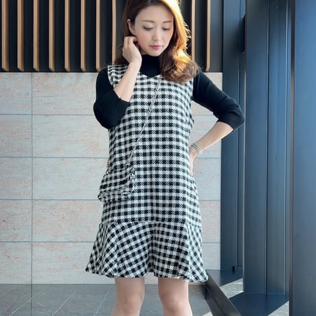 check tweed onepiece（mini bag付き）