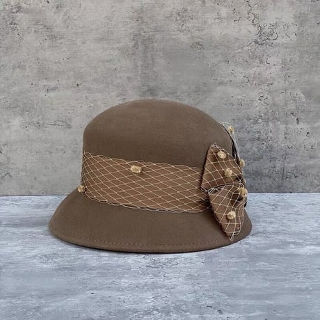 ribbon tulle wool hat