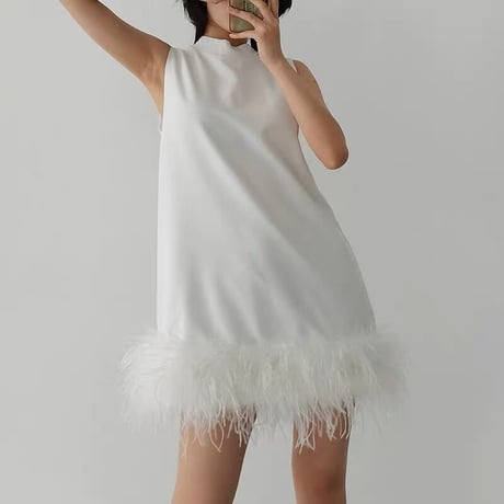 high neck feather onepiece