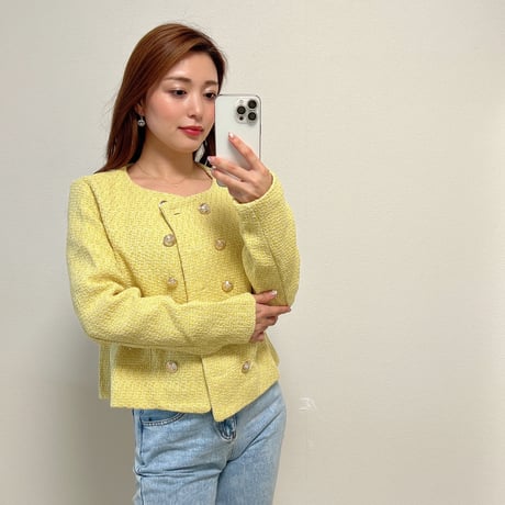 gold button tweed jacket