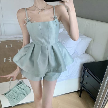 ribbon camisole short pants setup