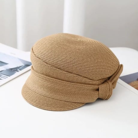 side ribbon straw casquette