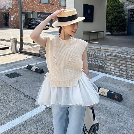 tulle 切り替え knit