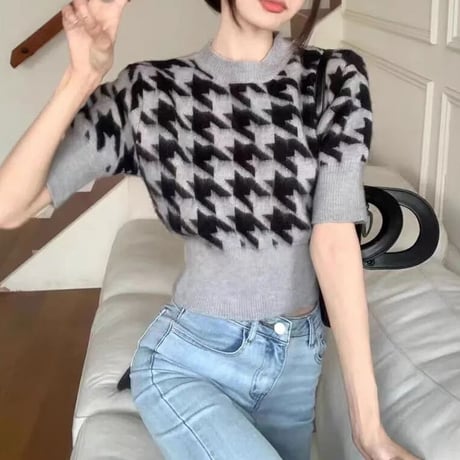 千鳥格子 knit