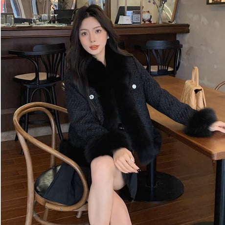 【即納】fur tweed jacket