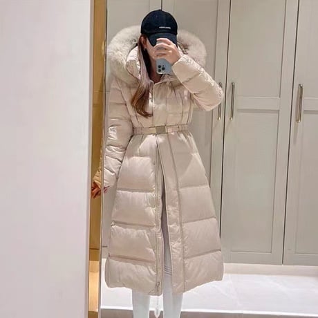 fox fur long down coat
